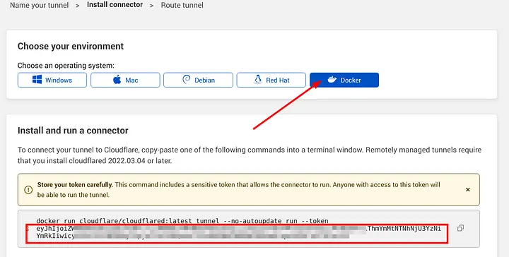 Docker token configuration