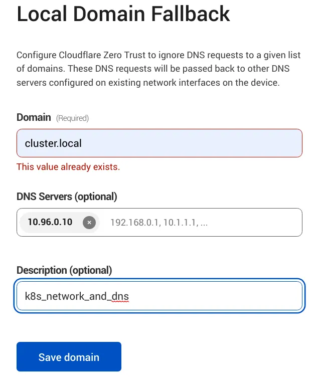 Local domain fallback configuration
