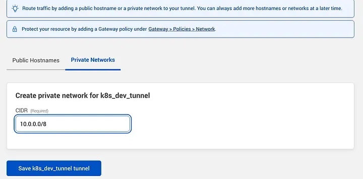 Private networks configuration